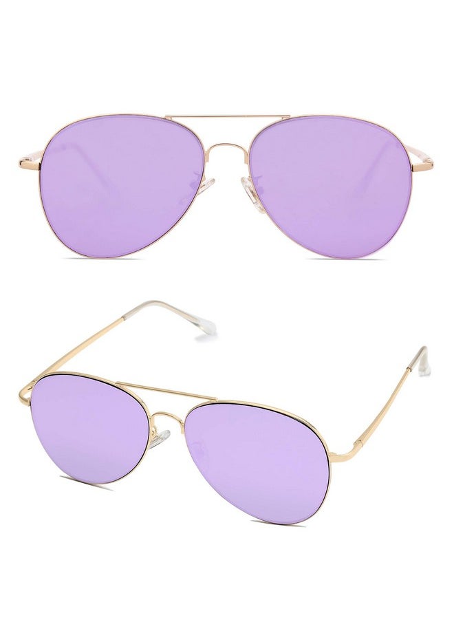 Sojos Classic Aviator Sunglasses For Women Men Metal Frame Spring Hinges Sj1030 Gold Purple  - Image 2