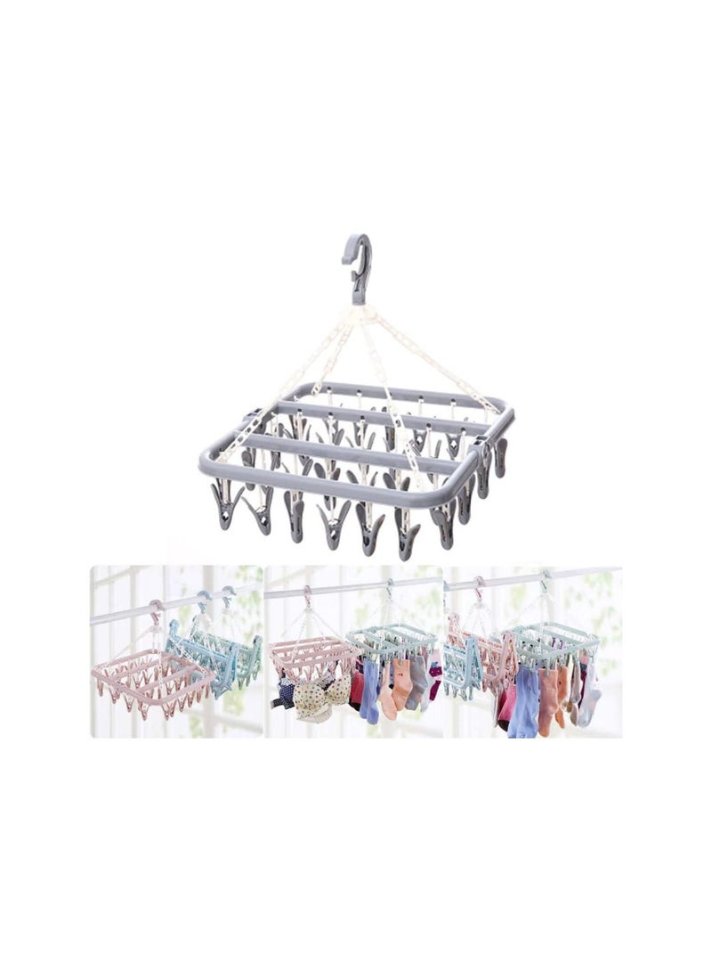 GGOOT Clothes Drying Rack, 32 Clips Laundry Drying Rack Folding Sock Hanger, Underwear Hanger, Clothes Hangers for Drying Towels, Bras, Lingerie, Baby Clothes - Image 4