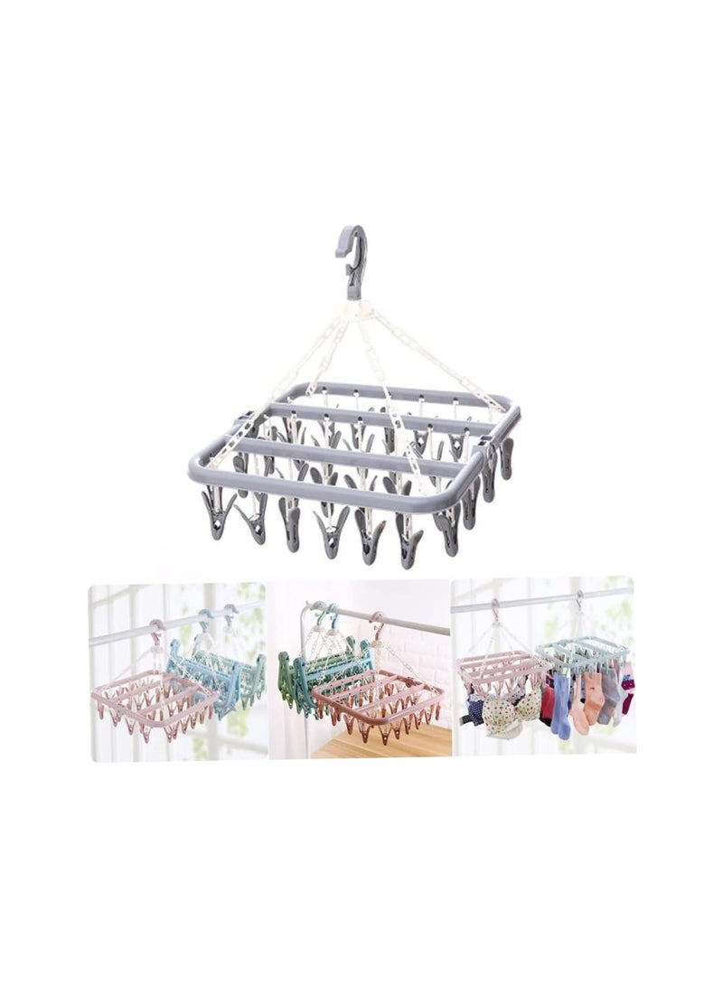 GGOOT Clothes Drying Rack, 32 Clips Laundry Drying Rack Folding Sock Hanger, Underwear Hanger, Clothes Hangers for Drying Towels, Bras, Lingerie, Baby Clothes - Image 3