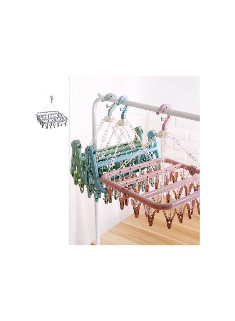GGOOT Clothes Drying Rack, 32 Clips Laundry Drying Rack Folding Sock Hanger, Underwear Hanger, Clothes Hangers for Drying Towels, Bras, Lingerie, Baby Clothes - Image 2