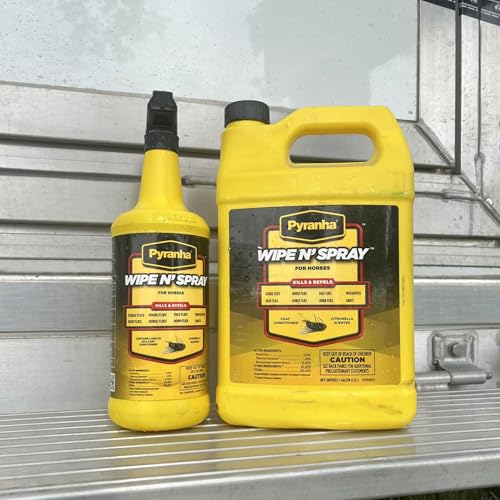 PYRANHA Wipe N' Spray for Horses - Oil-Based Long Lasting Fly Control Repels Horn, Deer, Horse, House, Stable, & Face Flies, Ticks, Mites, Mosquitoes, Gnats & Lice, 1 Gallon - Image 3