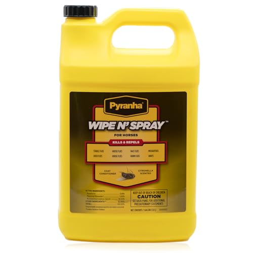 PYRANHA Wipe N' Spray for Horses - Oil-Based Long Lasting Fly Control Repels Horn, Deer, Horse, House, Stable, & Face Flies, Ticks, Mites, Mosquitoes, Gnats & Lice, 1 Gallon - Image 1