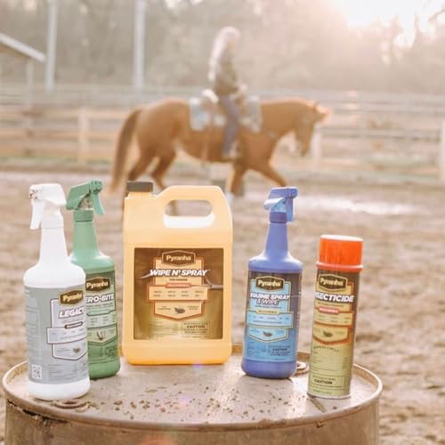 PYRANHA Wipe N' Spray for Horses - Oil-Based Long Lasting Fly Control Repels Horn, Deer, Horse, House, Stable, & Face Flies, Ticks, Mites, Mosquitoes, Gnats & Lice, 1 Gallon - Image 4