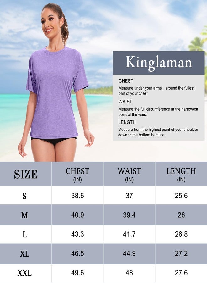 Kinglaman مجموعة كينجلامان من 5/6 قطع من قمصان التمرين الرياضية النسائية بتقنية دراي فيت، بأكمام قصيرة، مناسبة لليوغا واليوغا، مع حماية من أشعة الشمس فوق البنفسجية بدرجة 50+، تتضمن: قطعة سوداء، قطعة رمادية، قطعة زرقاء، قطعة بنفسجية، قطعة خضراء، مقاس M - Image 2