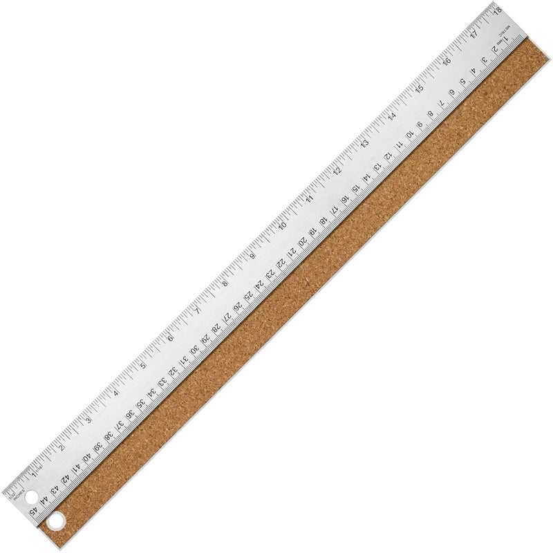 VORIGY Metal Ruler with Cork Backing, 18 Inch Stainless Steel Rulers 18 inch Metal Ruler - Imperial and Metric - Non-Slip Prevent Ink Leakage - for School Office Engineering Tools - Image 1