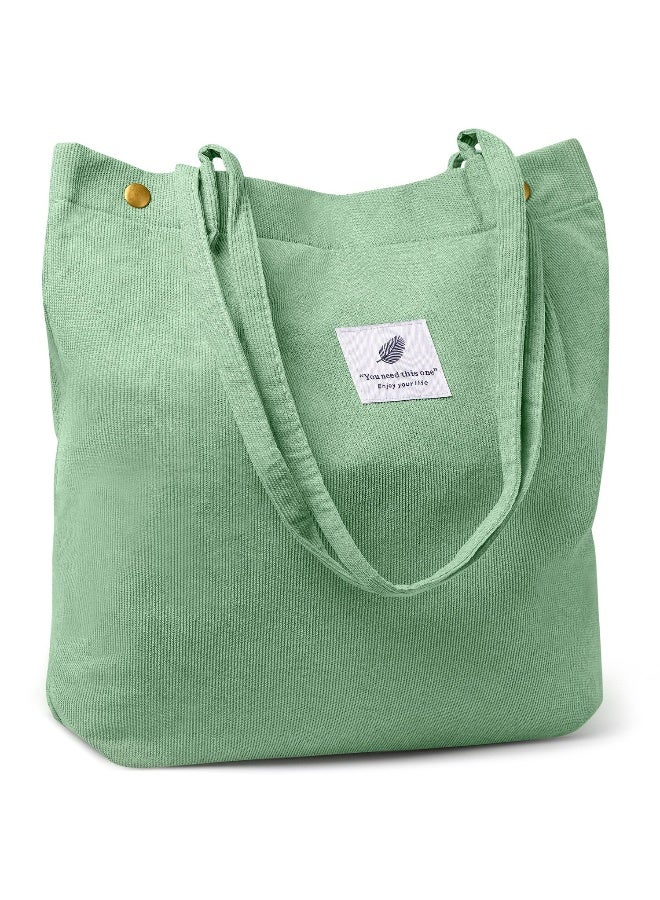Cohpoh Women Tote Bags Grocery Shoulder Bag Corduroy with Inner Pocket for Work Beach Lunch Travel Shopping Shopper Handbags - Image 1