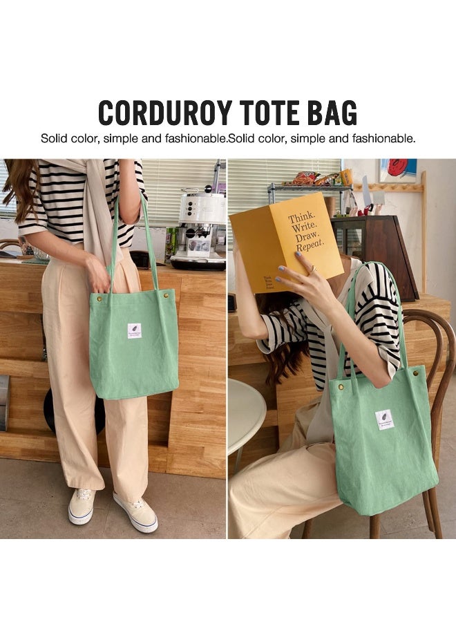 Cohpoh Women Tote Bags Grocery Shoulder Bag Corduroy with Inner Pocket for Work Beach Lunch Travel Shopping Shopper Handbags - Image 3