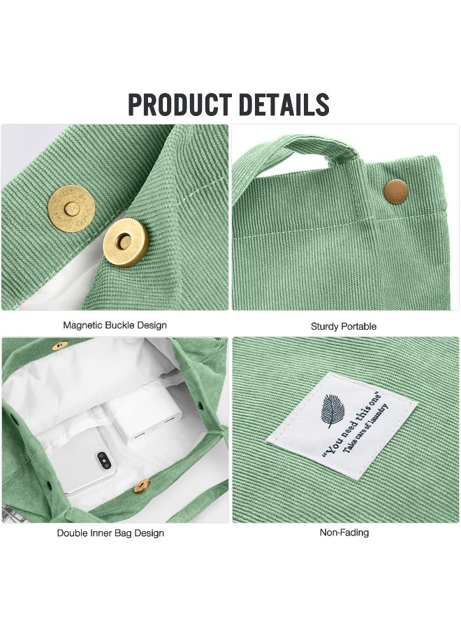 Cohpoh Women Tote Bags Grocery Shoulder Bag Corduroy with Inner Pocket for Work Beach Lunch Travel Shopping Shopper Handbags - Image 5