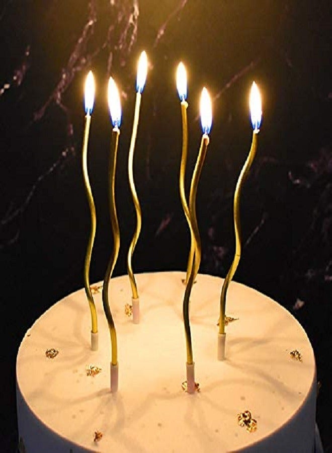 Twisty Gold Long Stick Candle Metallic Cake Cupcake Candles Cake Candles for Birthday, Wedding Party and Cake Decoration Pack of 6 - Image 2