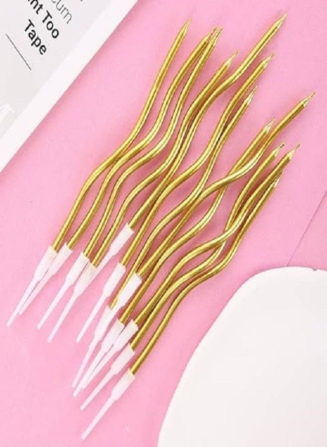 Twisty Gold Long Stick Candle Metallic Cake Cupcake Candles Cake Candles for Birthday, Wedding Party and Cake Decoration Pack of 6 - Image 5