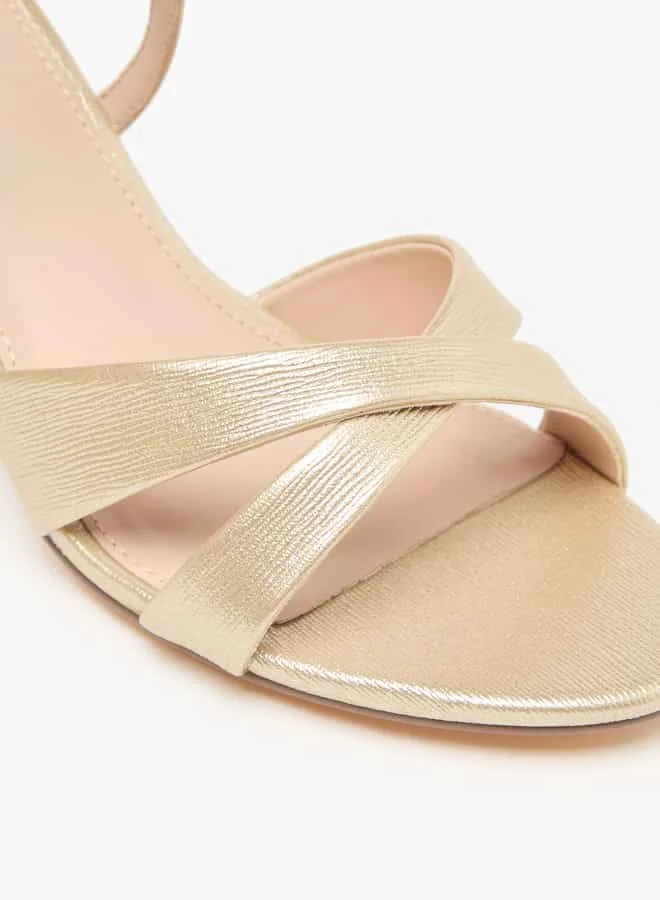 Flora Bella By Shoexpress Women Textured Ankle Strap Sandals with Stiletto Heels and Buckle Closure