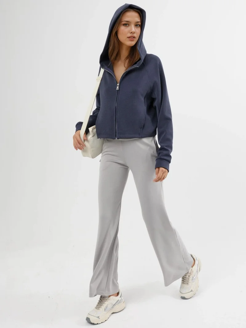 بوسيم سترة بوزم بسحاب كامل وغطاء رأس وجيوب