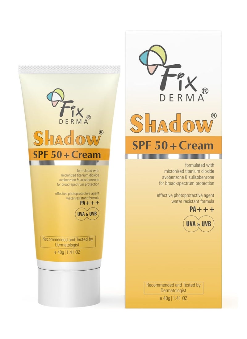 FIXDERMA Fixderma Shadow Sunscreen SPF 50+ Cream | Sunscreen for Dry Skin | Sunscreen for UVA & UVB Protection | Non Greasy & Water Resistant - 40 gm  - Image 1