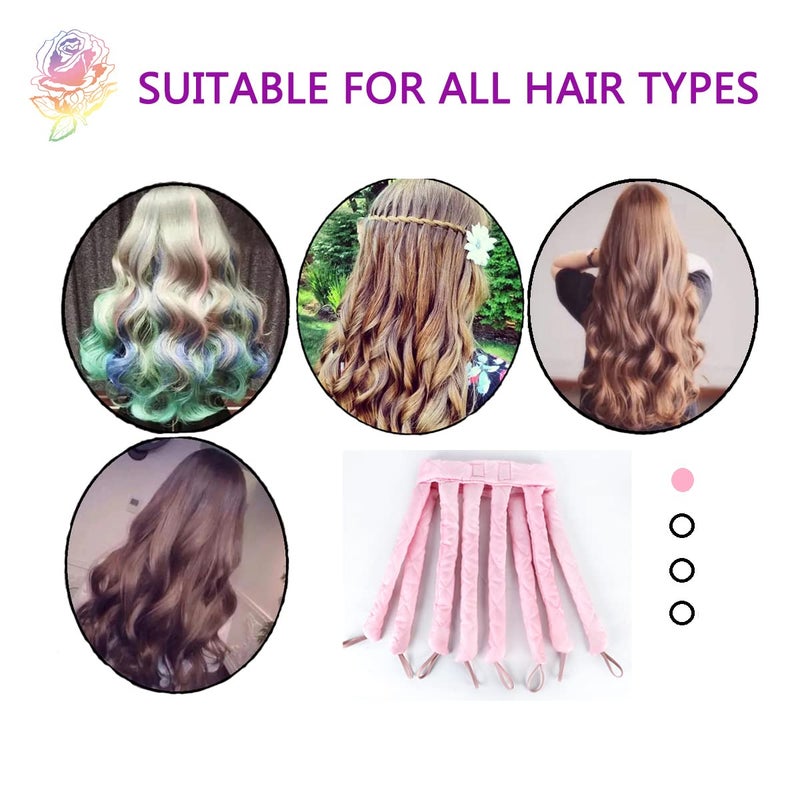 Tirdkid Pink Heatless Curling Rod Headband, 2026 New Upgraded Eight Claw Design Heatless Curler with Removable & Adjustable Heatless Curls - Image 3