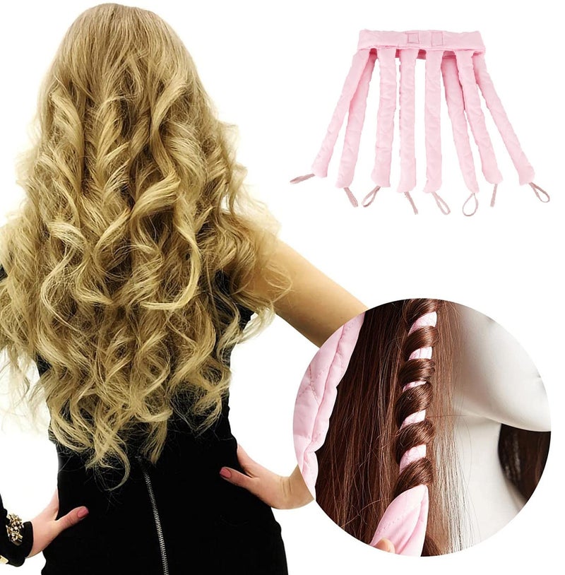 Tirdkid Pink Heatless Curling Rod Headband, 2026 New Upgraded Eight Claw Design Heatless Curler with Removable & Adjustable Heatless Curls - Image 2