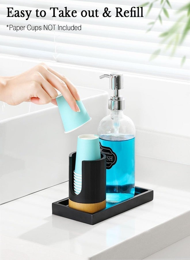 Luxspire Bathroom Cup Dispenser, 3oz Dixie Cup Dispenser, Guest Bathroom Essentials, Resin Cup Dispenser, Disposable Paper Cup Holder, Cotton Pad Holder, Bathroom Accessories - Matte Black - Image 3