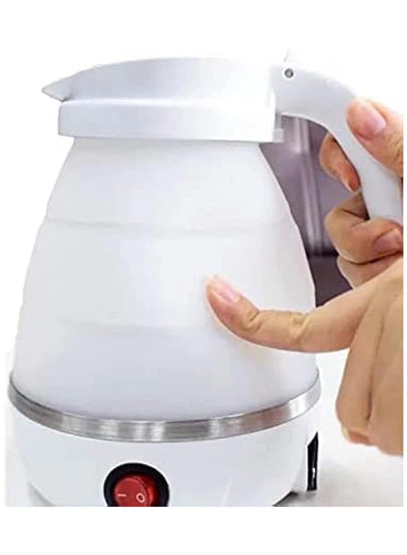 Travel Foldable Silicon Water Heater Jug Collapsible Mini Portable Electric Kettle (White) - Image 4
