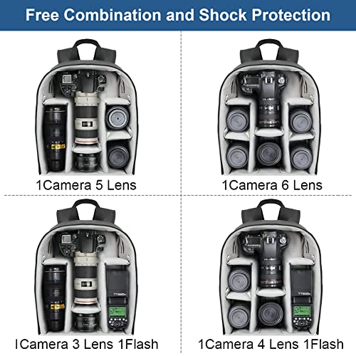 Cwatcun Camera Backpack Bag Professional for SLR DSLR Mirrorless Camera Waterproof Camera Case Compatible with Sony Canon Nikon Camera and Lens Tripod Accessories (Ⅱ Small Black) - Image 3