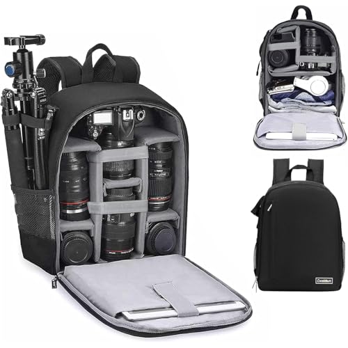 Cwatcun Camera Backpack Bag Professional for SLR DSLR Mirrorless Camera Waterproof Camera Case Compatible with Sony Canon Nikon Camera and Lens Tripod Accessories (Ⅱ Small Black) - Image 1