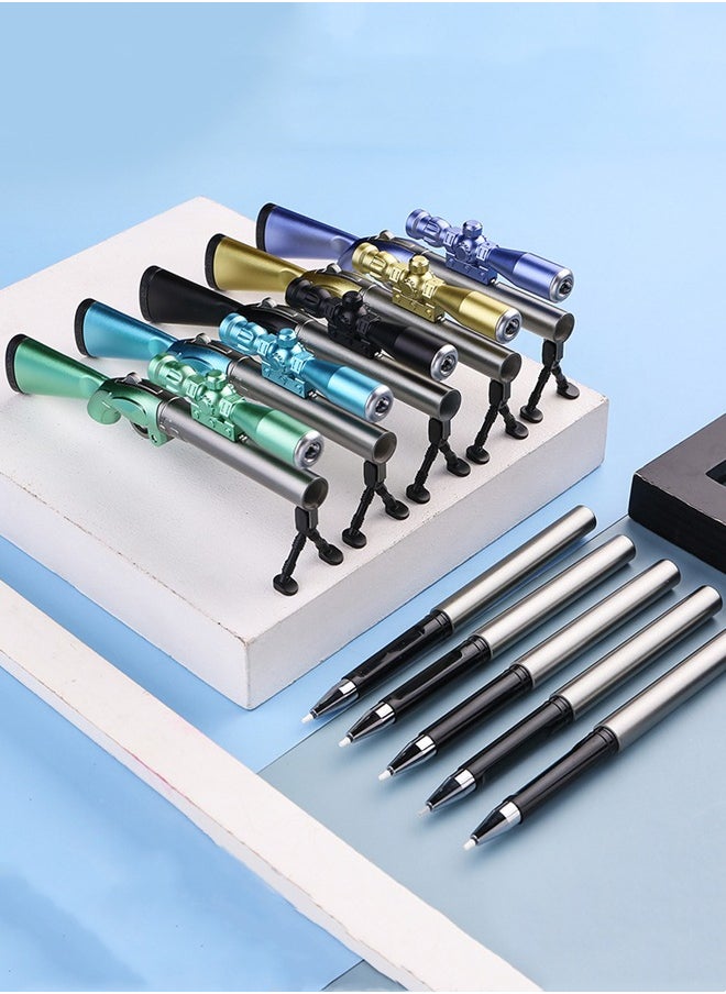 5 Pack Student Creative Shape Gel Pen 98K Eating Chicken Sniper Rifle Appearance Student Pen Replaceable Refill for Smooth Writing, Writing Signature Black Gel Pen with LED Light