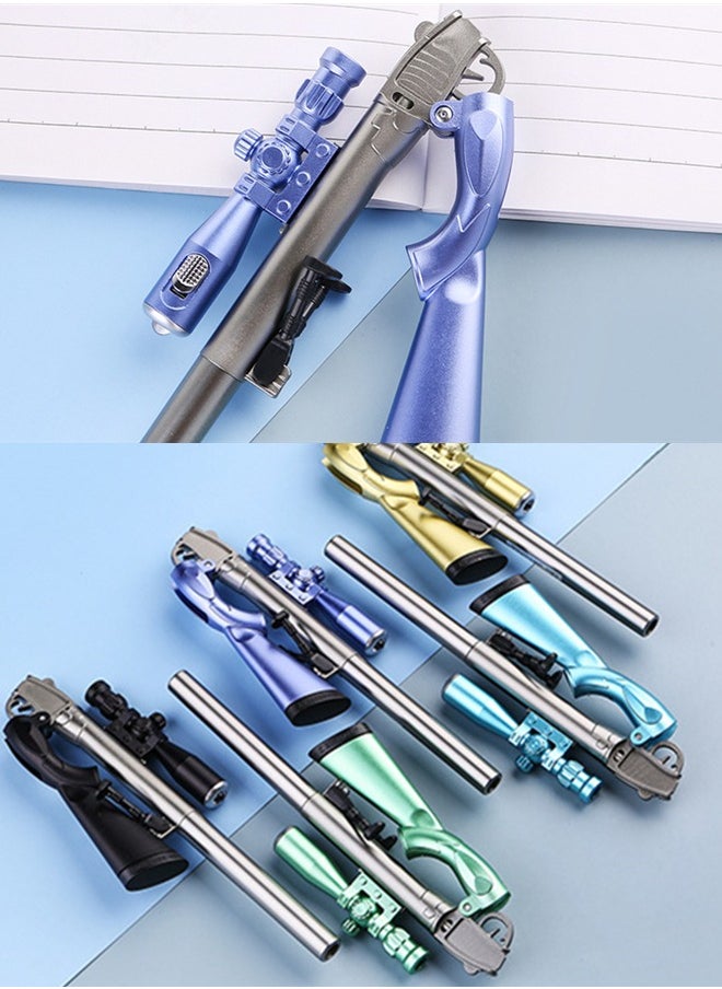 5 Pack Student Creative Shape Gel Pen 98K Eating Chicken Sniper Rifle Appearance Student Pen Replaceable Refill for Smooth Writing, Writing Signature Black Gel Pen with LED Light