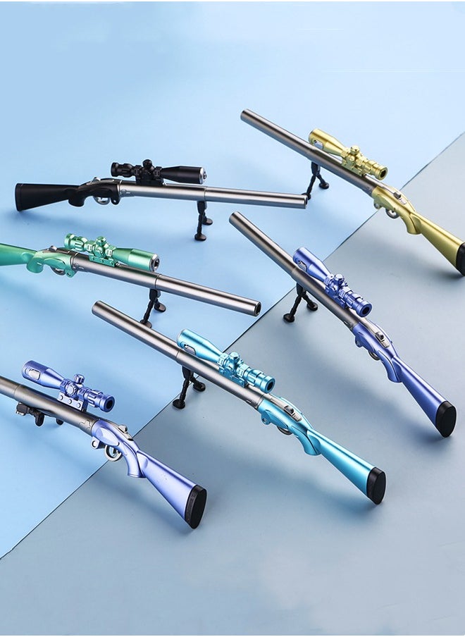 5 Pack Student Creative Shape Gel Pen 98K Eating Chicken Sniper Rifle Appearance Student Pen Replaceable Refill for Smooth Writing, Writing Signature Black Gel Pen with LED Light