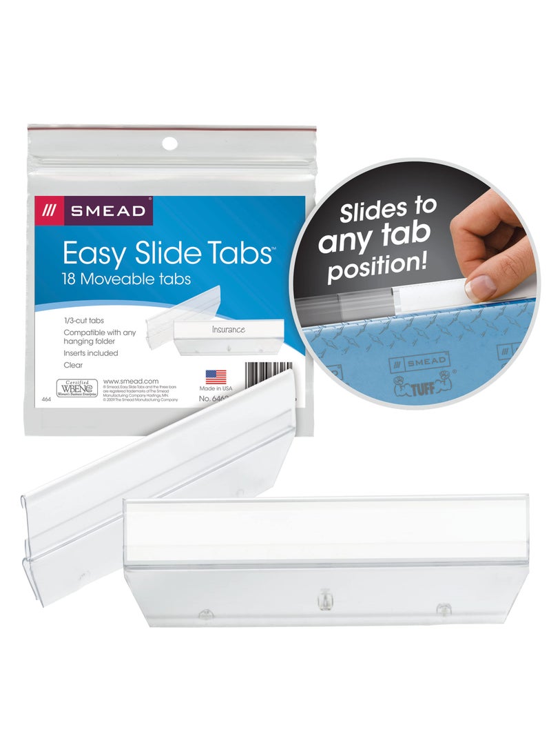 Smead Smead Easy Slide Tab, 1/3-Cut, Clear, 18 Per Pack (64626), Pack of 1  - Image 2