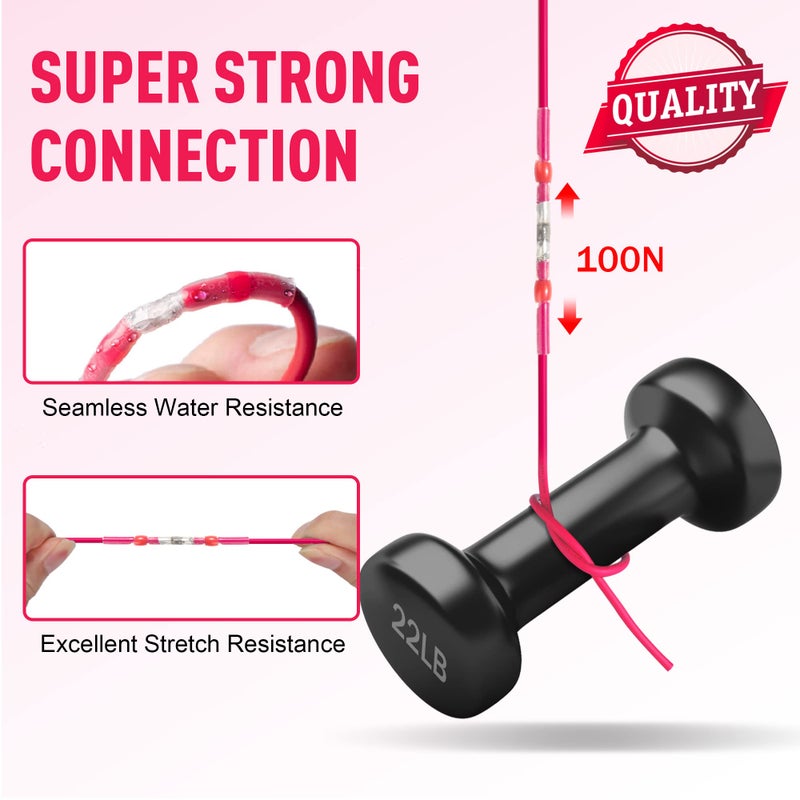 Kuject 100PCS Solder Seal Wire Connectors AWG 22-18, Red Solder Seal Heat Shrink Butt Connectors Terminals Solders Sleeve Waterproof Wire Splice Connector for Marine Automotive Boat Wire Joint - Image 5