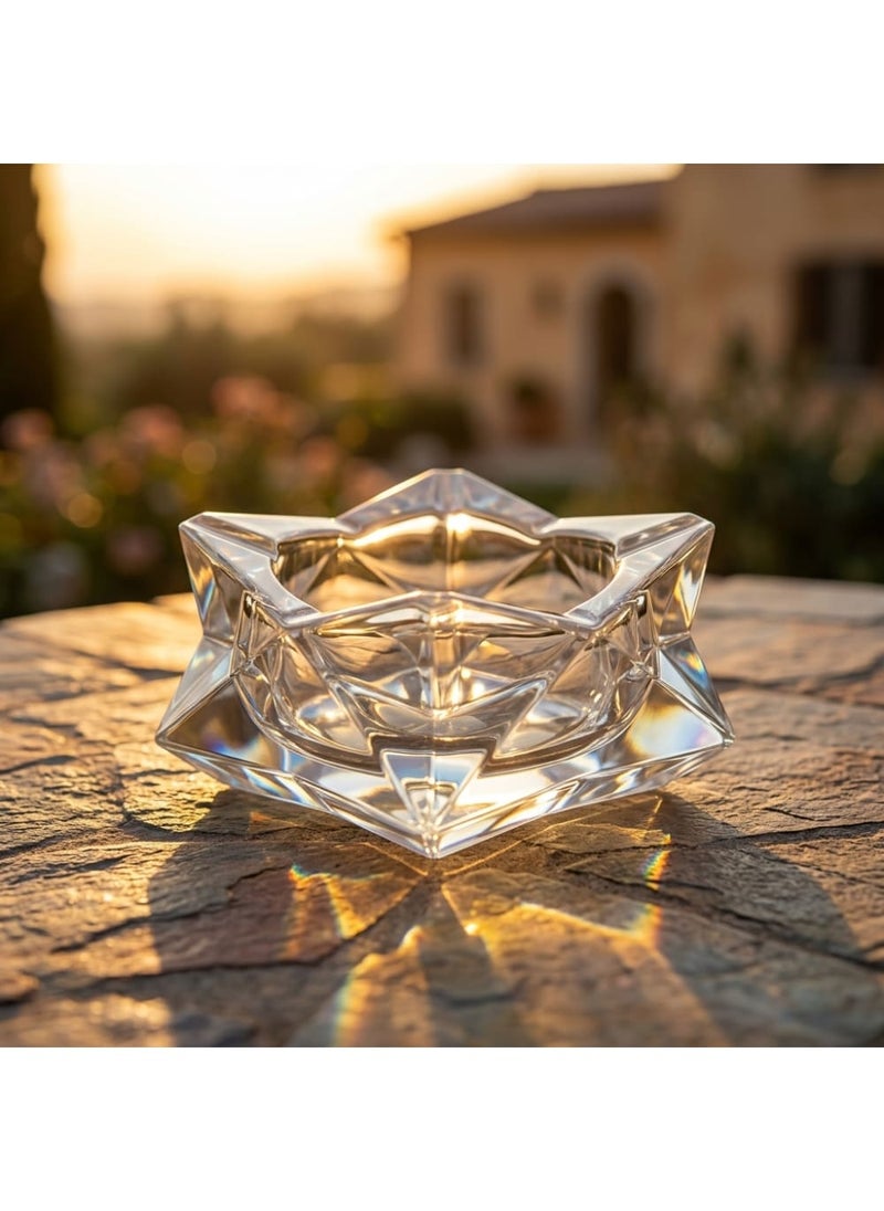 Blinkmax Geometric Glass Ashtray, Star Shaped, Durable and Scratch Resistant, for Home and Office - Transparent - 24x13x5 cm - Image 2