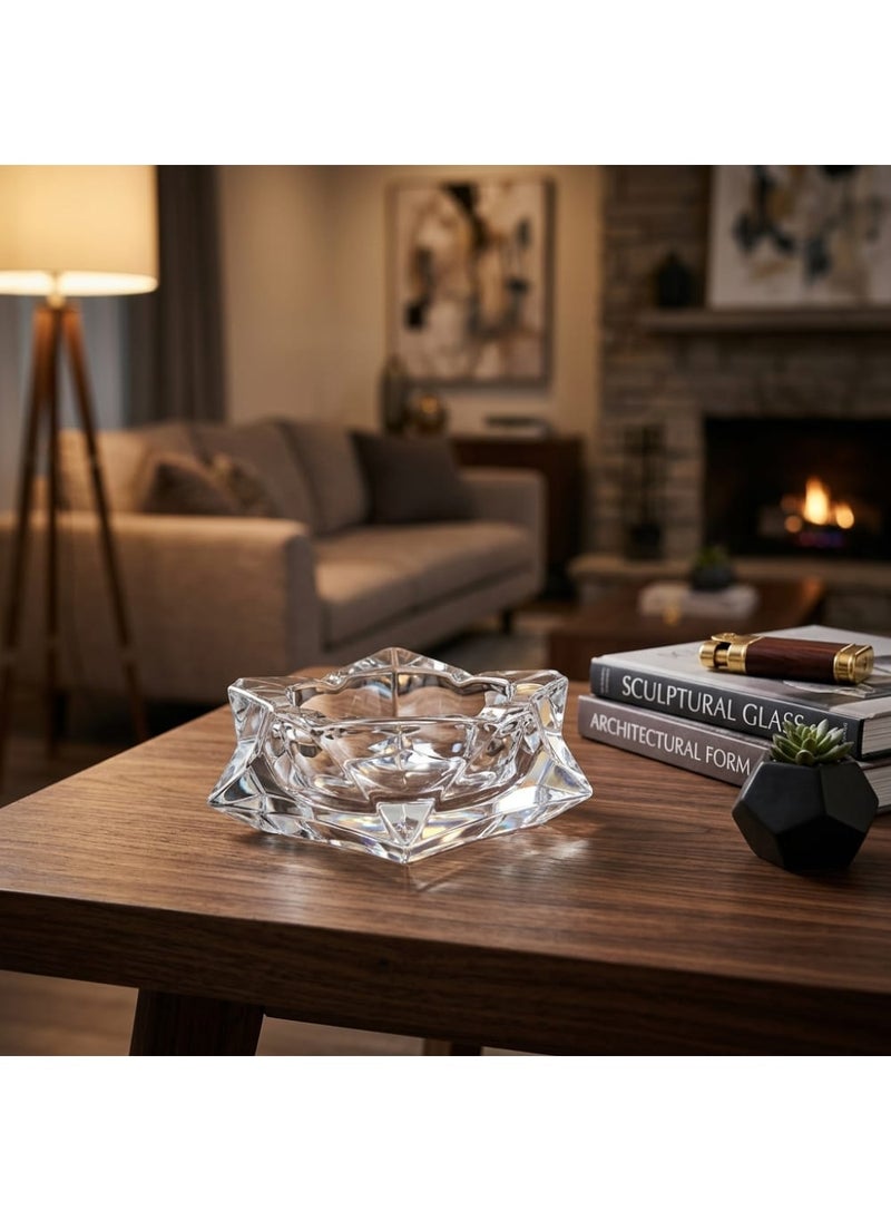 Blinkmax Geometric Glass Ashtray, Star Shaped, Durable and Scratch Resistant, for Home and Office - Transparent - 24x13x5 cm - Image 3