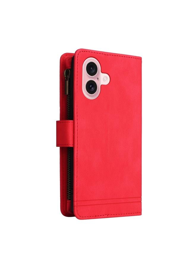 S-TOP Case For iPhone 16 Skin Feel Multi-Card Wallet Zipper Leather Phone Case - Image 3