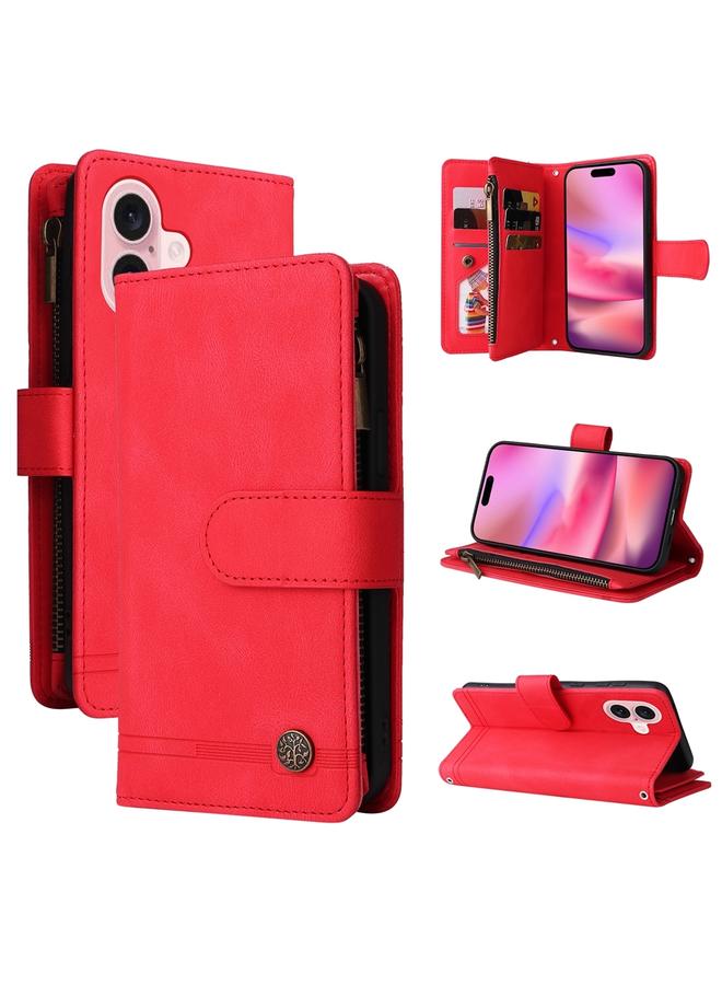 S-TOP Case For iPhone 16 Skin Feel Multi-Card Wallet Zipper Leather Phone Case - Image 1