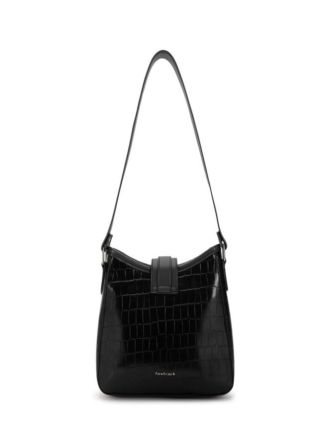 Fastrack Cherry on Top Shoulder Bag for Women | Medium Size with Buckle Lock, Top Zip Closure & Inner Access Pockets | Trendy Croco-Textured Everyday Shoulder Bag - Image 5