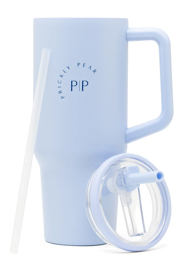 Prickly Pear Stainless Steel 40 Oz Hydrator Water Bottle 2.0 - Pastel Blue Logo