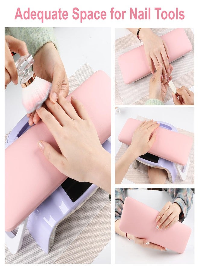 ANGNYA Nail Arm Rest for Nails Tech, Foldable Hand Stand for Nail Tech with PVC Table Mat Microfiber Leather Nail Arm Rest with Bracket Manicure Arm Rest for Nail Salon Technician (Pink) - Image 3