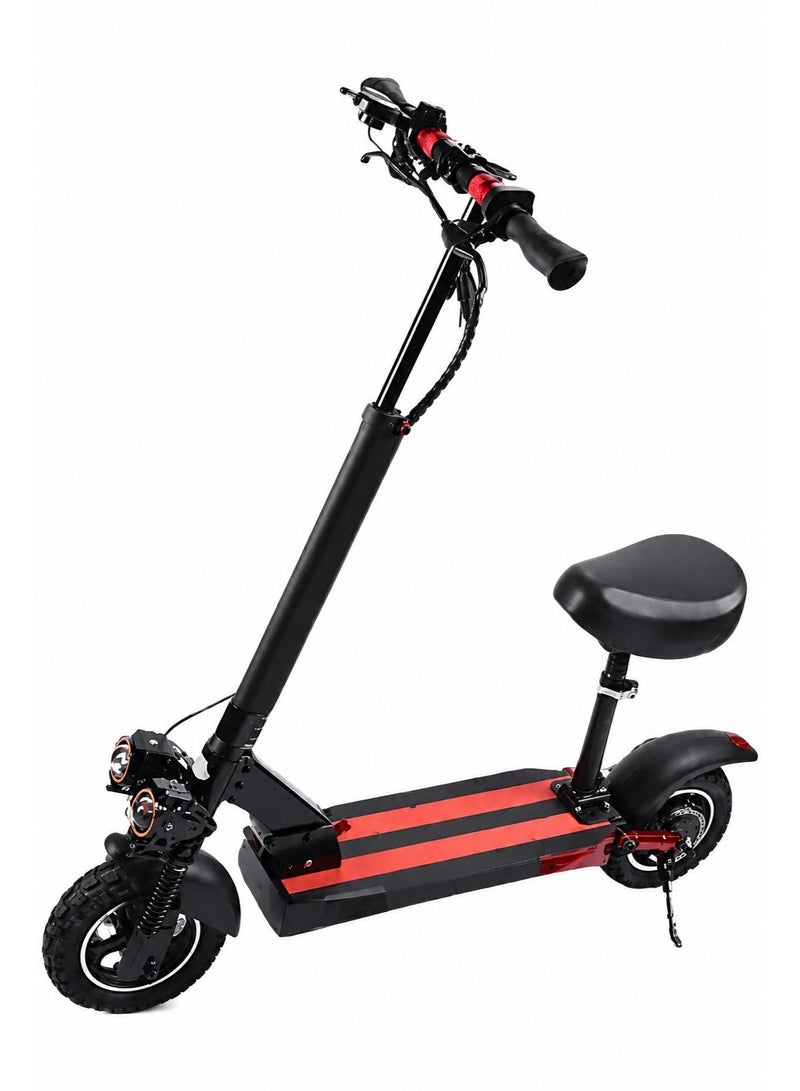 Denx DX2703 Electric Scooter with Seat & Built-in Bluetooth Speaker, Foldable All Terrain E-Scooter, LED Display, Front & Rear Lights, Long Range Battery, Adult Commuter Scooter, 1 Year Warranty - Image 1