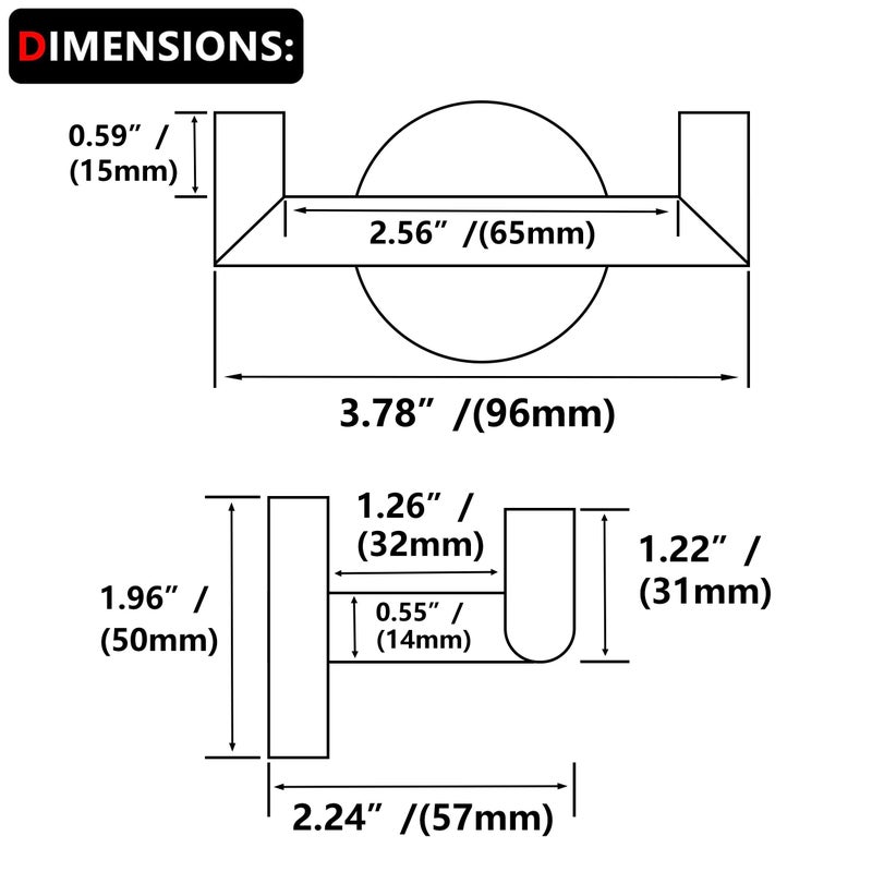 Matte Black 2 Pack Stainless Steel Towel Hooks Heavy Duty Wall Mount for Kitchen Bathroom Coat Hanging - Image 3