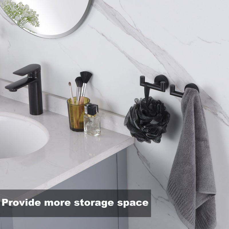 Matte Black 2 Pack Stainless Steel Towel Hooks Heavy Duty Wall Mount for Kitchen Bathroom Coat Hanging - Image 2