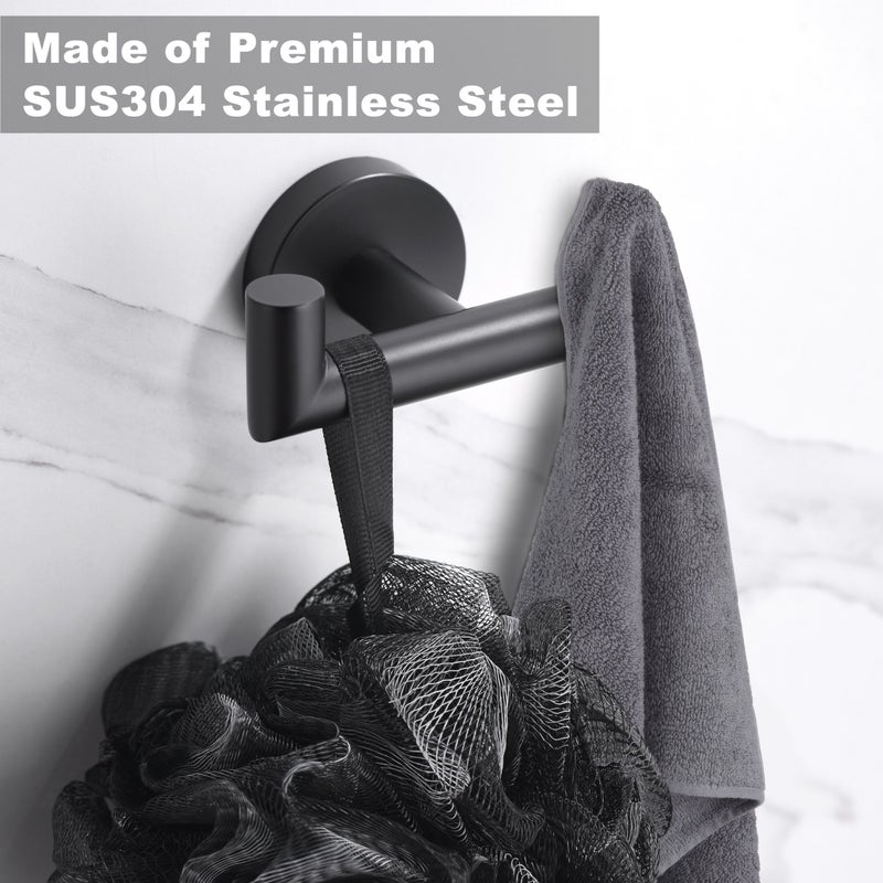 Matte Black 2 Pack Stainless Steel Towel Hooks Heavy Duty Wall Mount for Kitchen Bathroom Coat Hanging - Image 5
