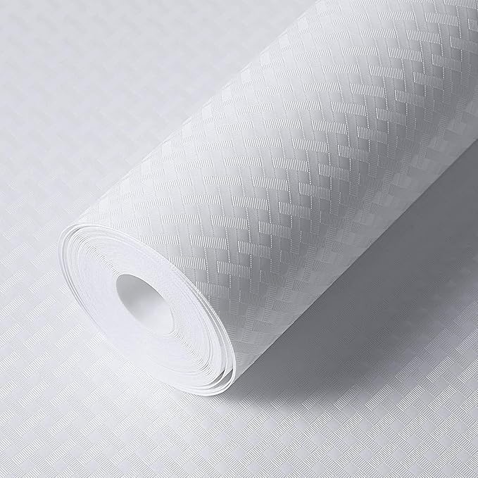 ElastPro EVA Food Grade Washable Anti Slip Mat/Sheet for Fridge, Shelf Liner, Table, Kitchen Drawer mat (White Crossed Stripe, 5 Meter) - Image 1