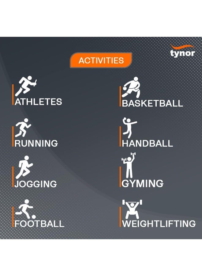 TYNOR Calf and Shin Support Air Pro, Black & Orange, Medium, 1 Pair - Image 3