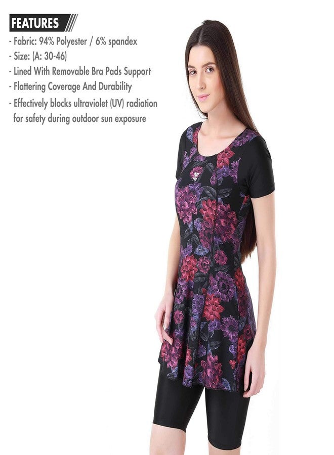 TYR Durafast Elite in Primrose Frocksuit & Knee Womens Swimsuit, Medium/34 (Black/Purple) - Image 3