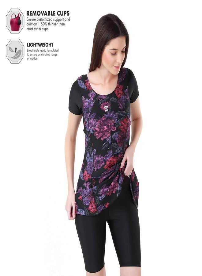 TYR Durafast Elite in Primrose Frocksuit & Knee Womens Swimsuit, Medium/34 (Black/Purple) - Image 4