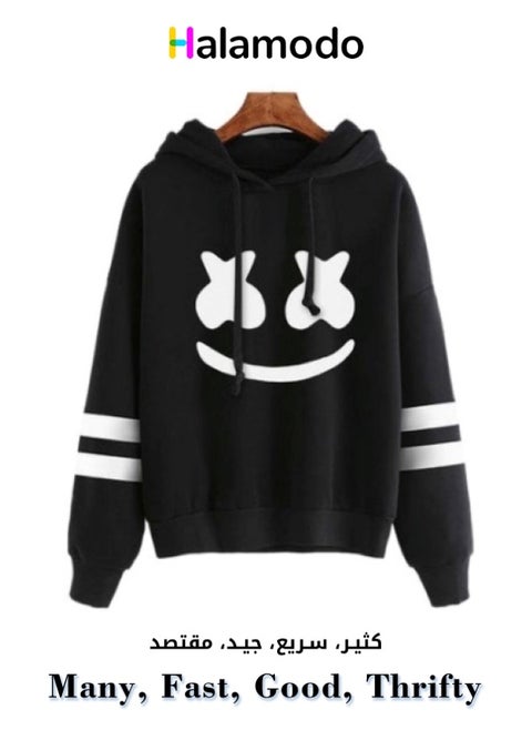 Unisex Hoodies Long-Sleeved Printed Tops Casual Sweatshirts Soft Sportswear Fashion Youth Pullovers with Drawstrings for Daily Wear
