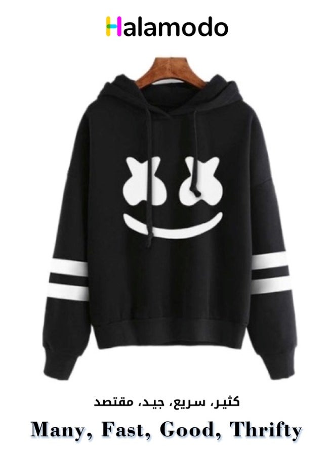 HALAMODO Unisex Hoodies Long-Sleeved Printed Tops Casual Sweatshirts Soft Sportswear Fashion Youth Pullovers with Drawstrings for Daily Wear  - Image 1
