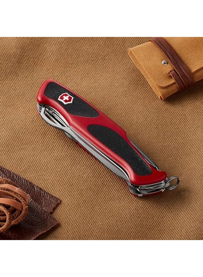 Victorinox Ranger Grip 78 Swiss Army Pocket Knife, Large, Multi Tool, 12 Functions, Locking Blade, One Hand, Red/Black - Image 2