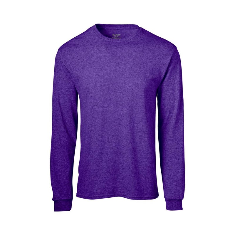 Soffe Mens LongSleeve Cotton TShirt Purple Medium