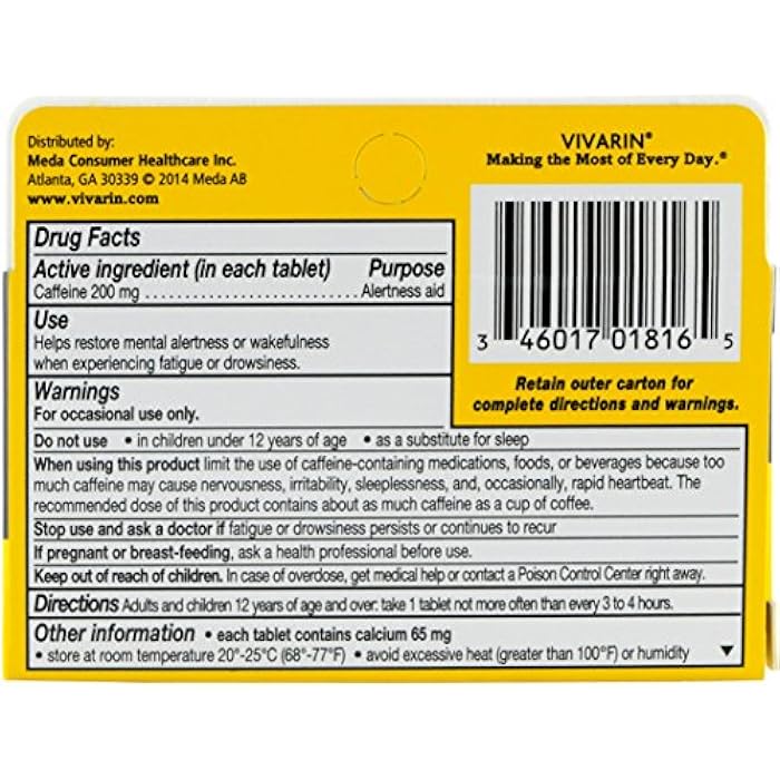 Vivarin® Brand Alertness Aid, 16 Tablets per Box (Pack of 6 Boxes) - Image 2