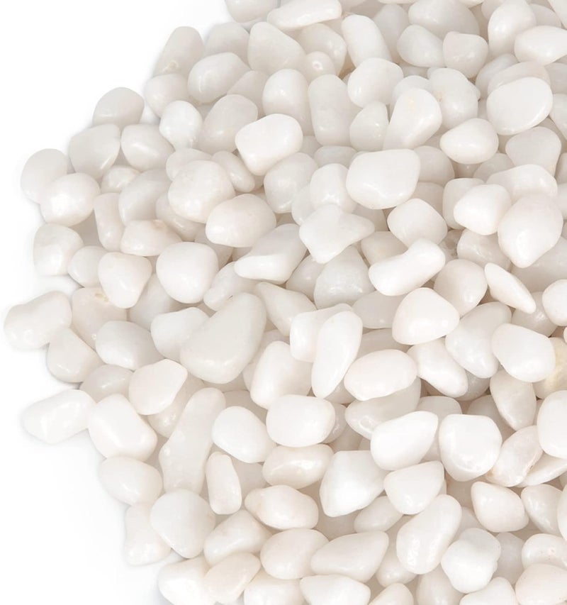 GASPRO 8 Pound Small White Rocks, Decorative Pebbles for Plants, Garden, Landscaping, Vase, Highly Polished, 3/8-1/2 Inch - Image 1