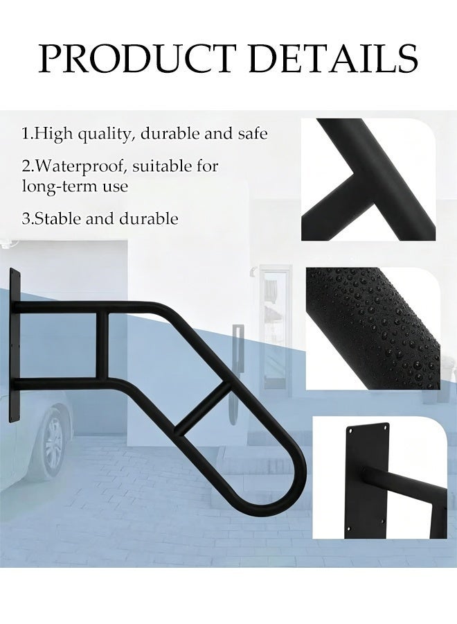 DUNISO 2Pcs U-Shaped Metal Stair Handrail,Heavy Duty Wall Mount Handrail for Outdoor Steps, Non-Slip Safety Grab Bar,Easy to Install,Sturdy and Durable,for Indoor Stairs, Porch, Garage, Garden ﻿ - Image 3